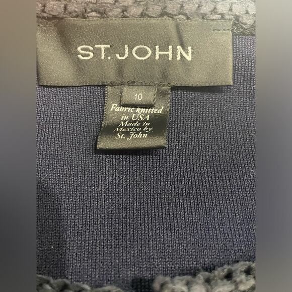 St. John Navy Wool Fringe 3/4 Sleeve Blazer (Sz 10) and Pant (Sz 12) Set - Picture 15 of 15